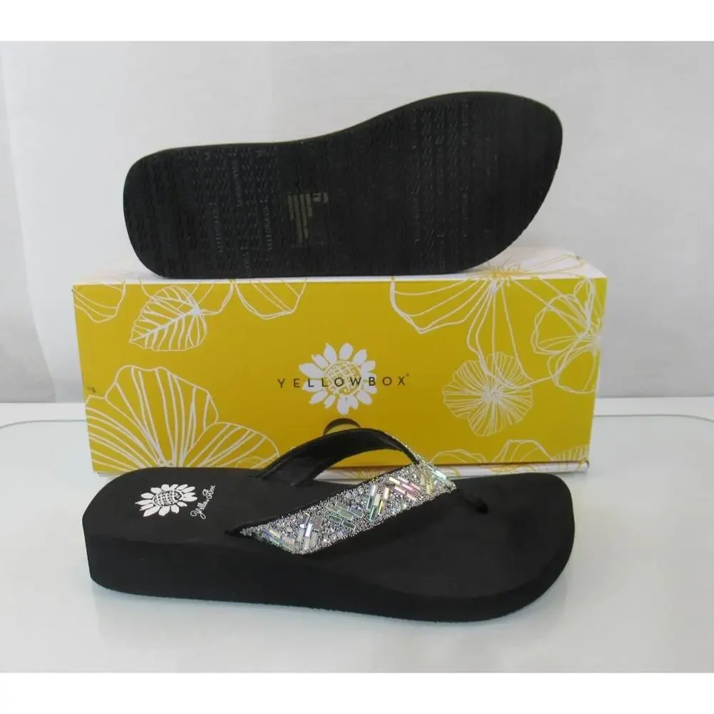 Yellow Box Size 7 Jazel Flip Flops Thong Sandals Comfort Silver - Picture 7 of 8